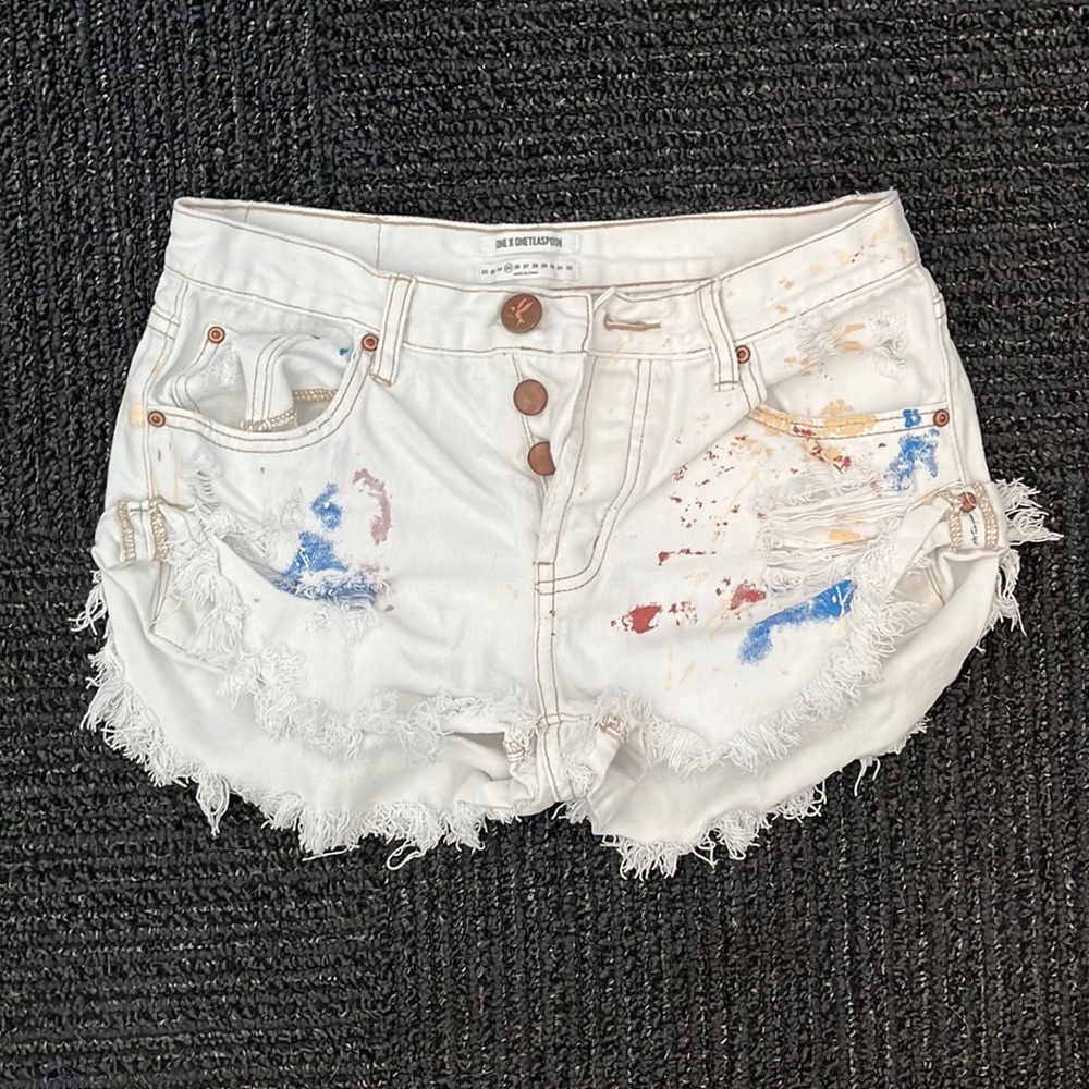 One Teaspoon Bandits in White with paint details